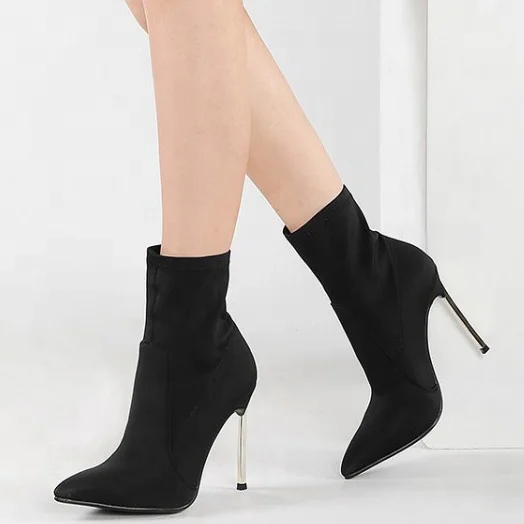 Simple Design Stretch Fabric Fashion Slip-on Women Ankle Boots Metal Thin High Heel Daily Pointed Toe Ladies Short Booties, Black
Simple Design Stretch Fabric Fashion Slip-on Women Ankle Boots Metal Thin High Heel Daily Pointed Toe Ladies Short Booties, Black