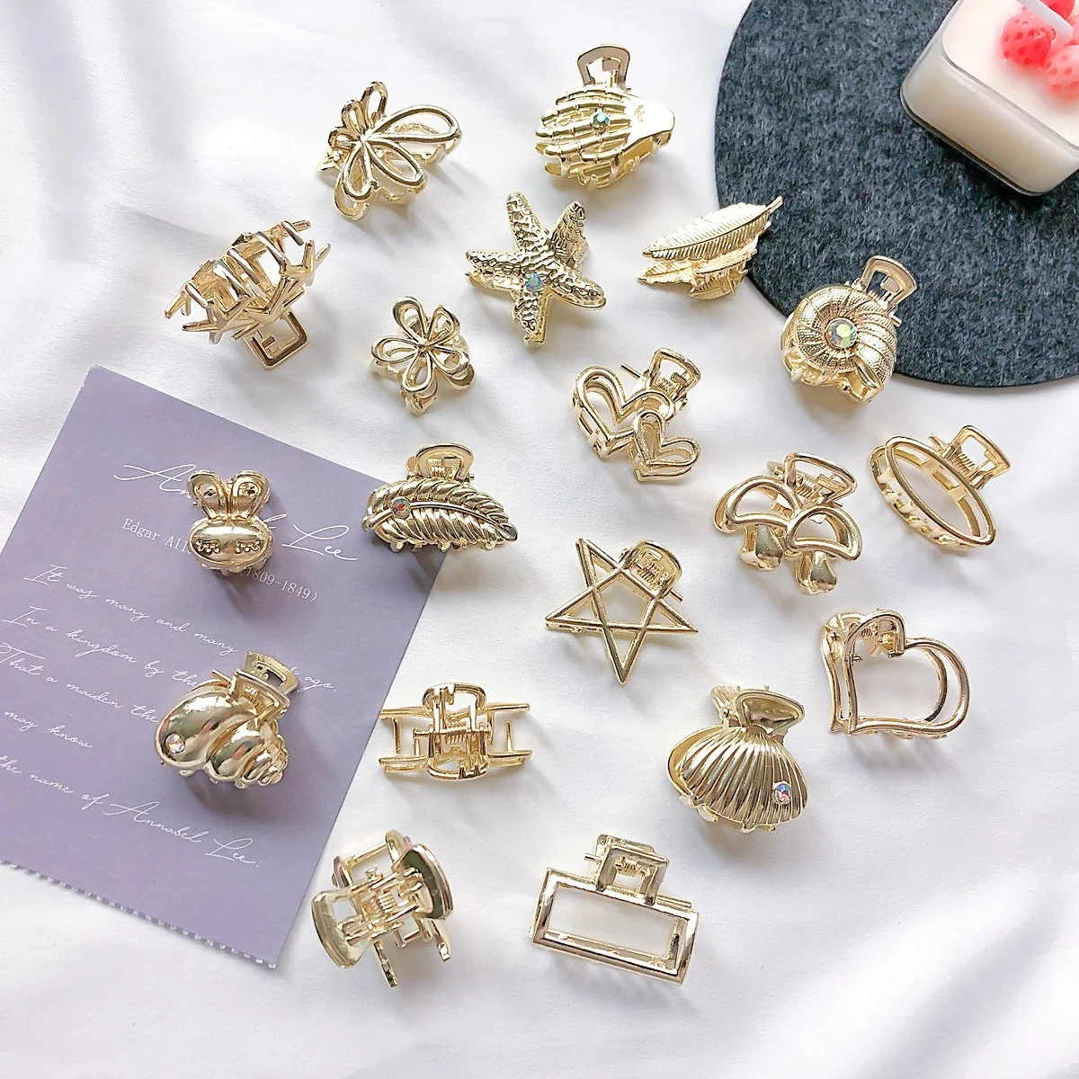 Hot selling Mini alloy hair claw clip kids girls Starfish shell metal small grab clip
Hot selling Mini alloy hair claw clip kids girls Starfish shell metal small grab clip