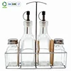 4pcs/set Condiment Sets Glass Cruet Oil Salt And Pepper Shakers Vinegar and Oil Bottle For KItchen Use