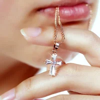 925 Sterling Silver crystal Cross necklace for women Crystal Pendant rose gold chains choker for girl
925 Sterling Silver crystal Cross necklace for women Crystal Pendant rose gold chains choker for girl