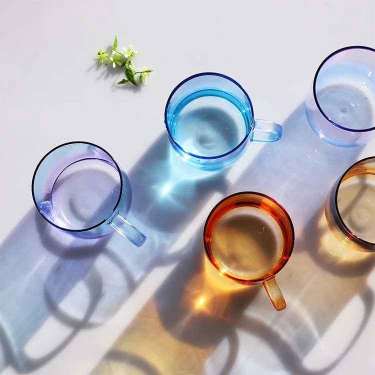 Wholesale Low Price Handmade custom Glass Cup with handle, Clear, green, blue, teal , yellow, amber, white , black , jade
Wholesale Low Price Handmade custom Glass Cup with handle, Clear, green, blue, teal , yellow, amber, white , black , jade