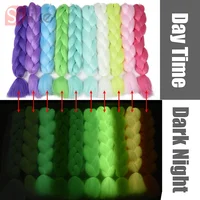 

New Arrive Glowing Synthetic Jumbo Braids Shining Hair 24inch 100g 100% In The Darkness Crochet Braiding Synthetic Hair Braiding