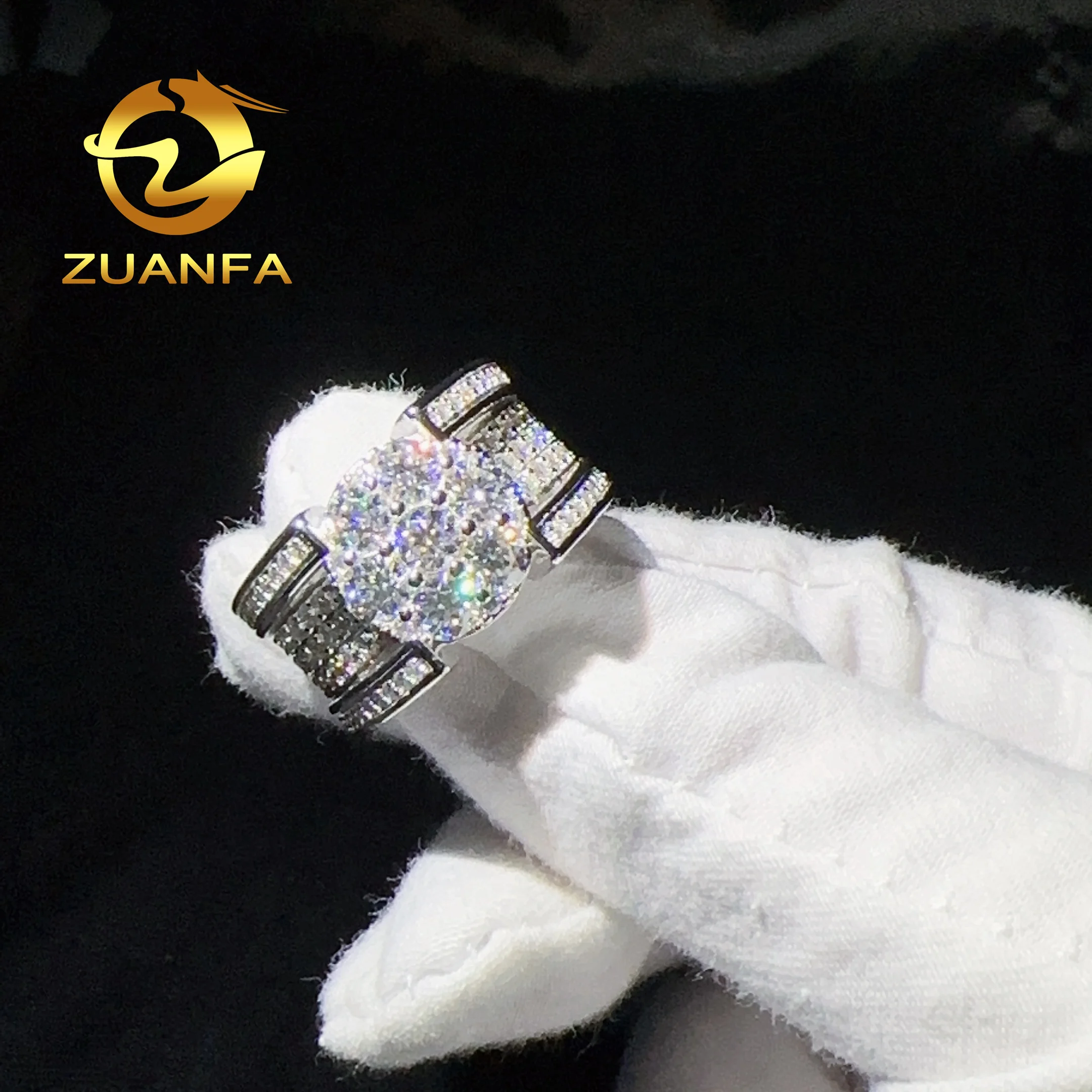 Zuanfa Jewelry Cluster Men 's moissanite Ring 925 Sterling Silver Ice out Men's Cuban Ring
Zuanfa Jewelry Cluster Men 's moissanite Ring 925 Sterling Silver Ice out Men's Cuban Ring