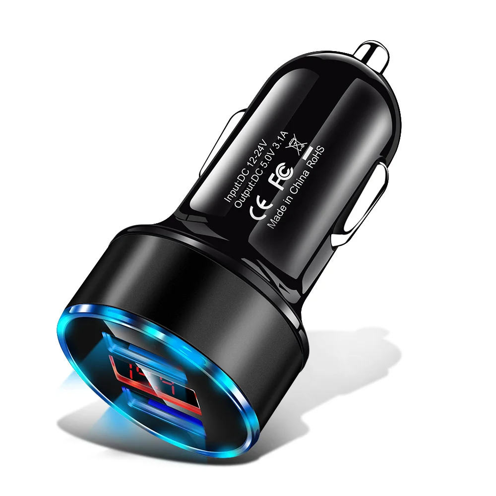 Car Charging Accessories Dual Usb Car Charger Adapter 2 Usb Port Led Display 3.1a Smart Car Charger For Iphone Mobile Phone, Black
Car Charging Accessories Dual Usb Car Charger Adapter 2 Usb Port Led Display 3.1a Smart Car Charger For Iphone Mobile Phone, Black