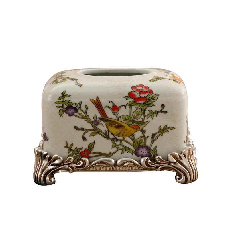 Luxury european style household decoration item ceramic tissue box with resin base
Luxury european style household decoration item ceramic tissue box with resin base