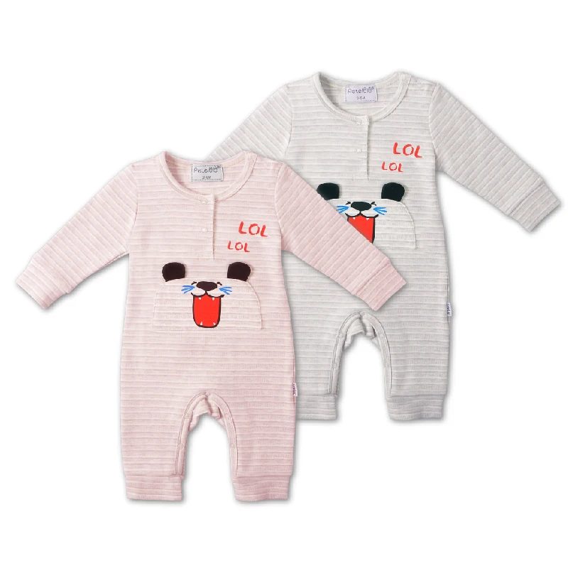 Petelulu High Quality baby romper long sleevs Strip Grey with Lion Printing, Grey & pink color
Petelulu High Quality baby romper long sleevs Strip Grey with Lion Printing, Grey & pink color