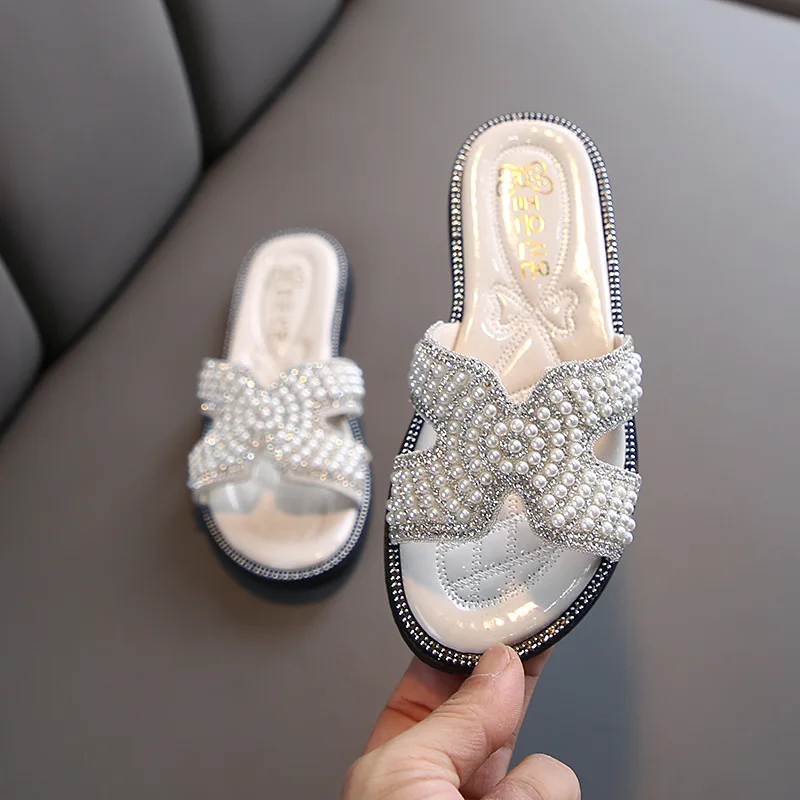 Hot Selling Sweet Kids Slippers Pearl Crystal Outdoor Beach Slippers for Girls, White pink green
Hot Selling Sweet Kids Slippers Pearl Crystal Outdoor Beach Slippers for Girls, White pink green