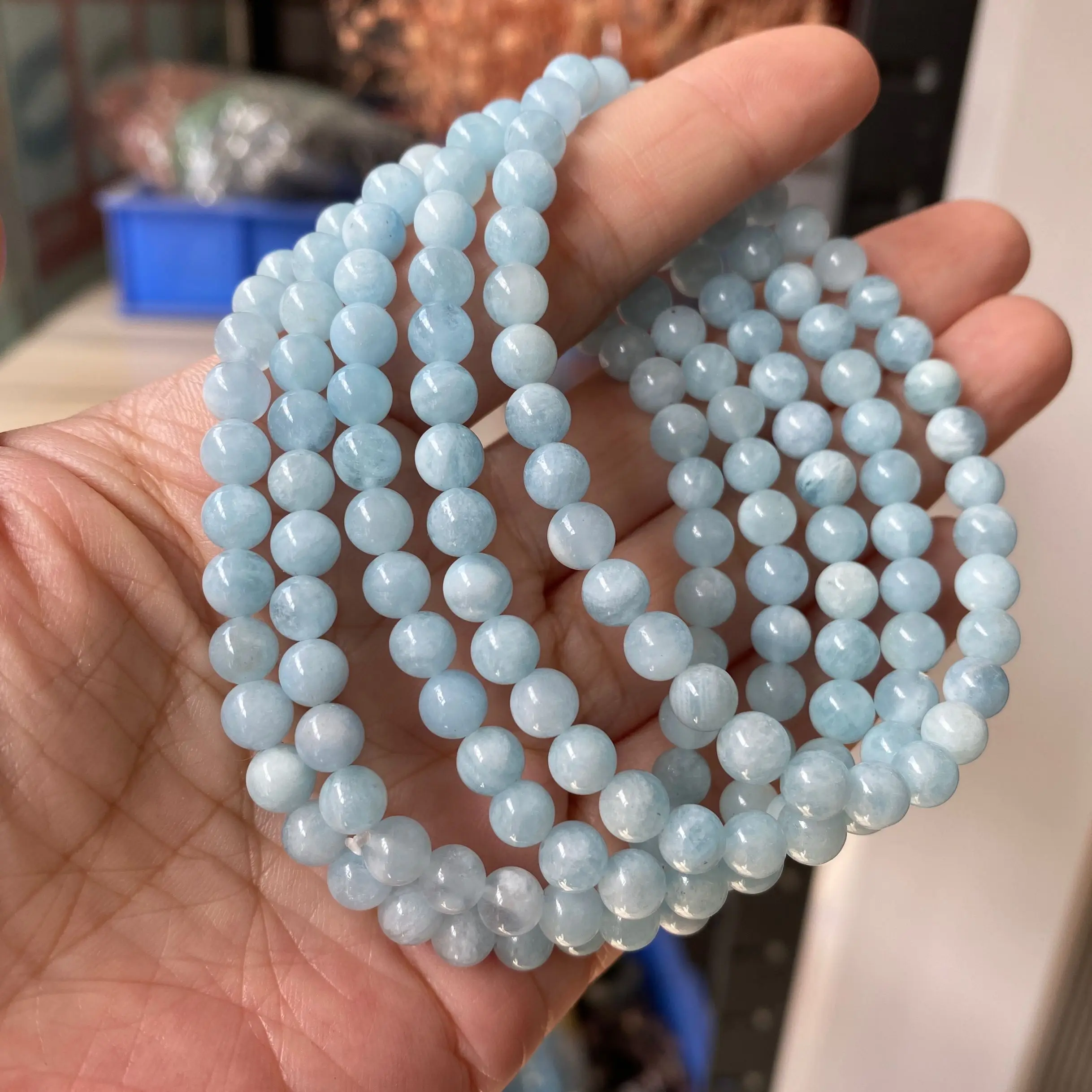 Aquamarine Natural Stone Handmade Elastic Women Bracelet 6mm Round Beaded Blue Aquamarine Bracelet
Aquamarine Natural Stone Handmade Elastic Women Bracelet 6mm Round Beaded Blue Aquamarine Bracelet