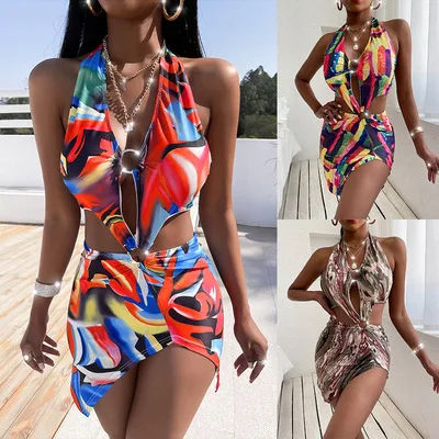 F40407A European and American women's bikini 2021 sexy print one-piece swimsuit women bikini girls sexy, As picture
F40407A European and American women's bikini 2021 sexy print one-piece swimsuit women bikini girls sexy, As picture