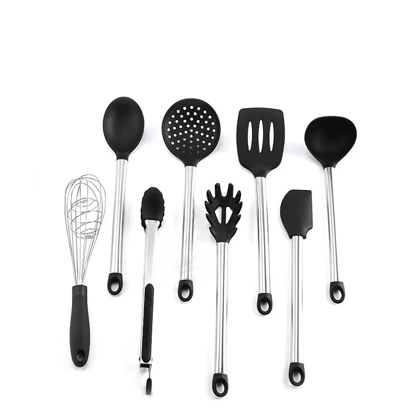 8 Pcs Non-Stick Silicone Cooking Tools Stainless Steel Kitchen Utensils Set With Cream Spatula
8 Pcs Non-Stick Silicone Cooking Tools Stainless Steel Kitchen Utensils Set With Cream Spatula