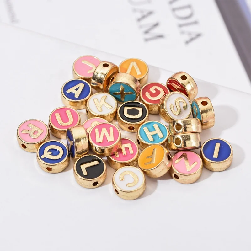 100pcs/bag Round Gold Enamel Alphabet Charms Bead Mixed Letter Spacer Loose Beads For DIY Jewelry Making
100pcs/bag Round Gold Enamel Alphabet Charms Bead Mixed Letter Spacer Loose Beads For DIY Jewelry Making