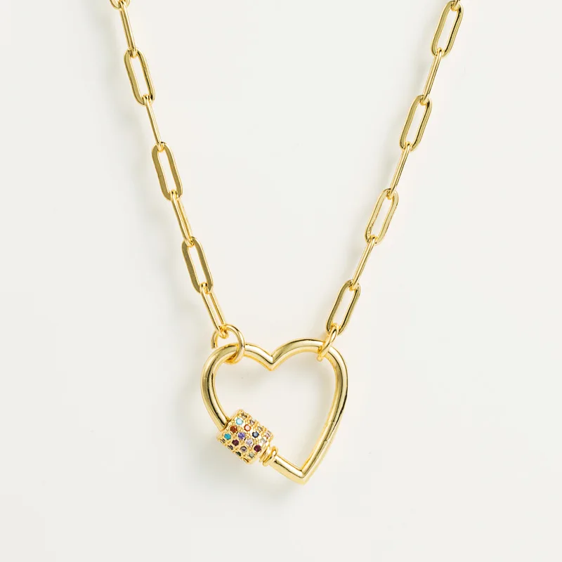 Punk Hiphop Golden Cuban Chain Micro Pave Cubic Zircon Love Heart Clasps Lock Pendant Necklace Jewelry, Gold color
Punk Hiphop Golden Cuban Chain Micro Pave Cubic Zircon Love Heart Clasps Lock Pendant Necklace Jewelry, Gold color