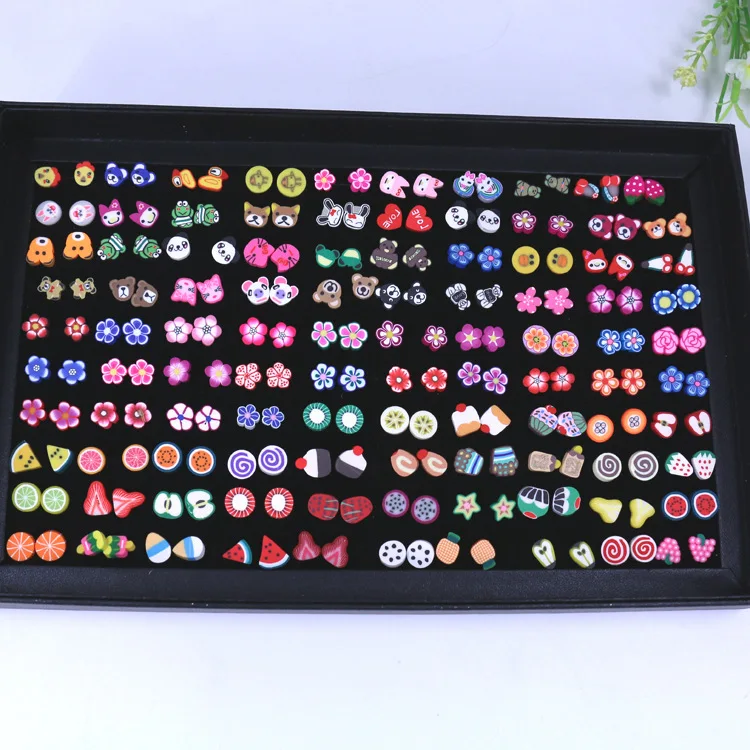 Hot sell 100 boxed cute cartoon fruit animal flowers hand sliced soft pottery wholesale earring sets
Hot sell 100 boxed cute cartoon fruit animal flowers hand sliced soft pottery wholesale earring sets
