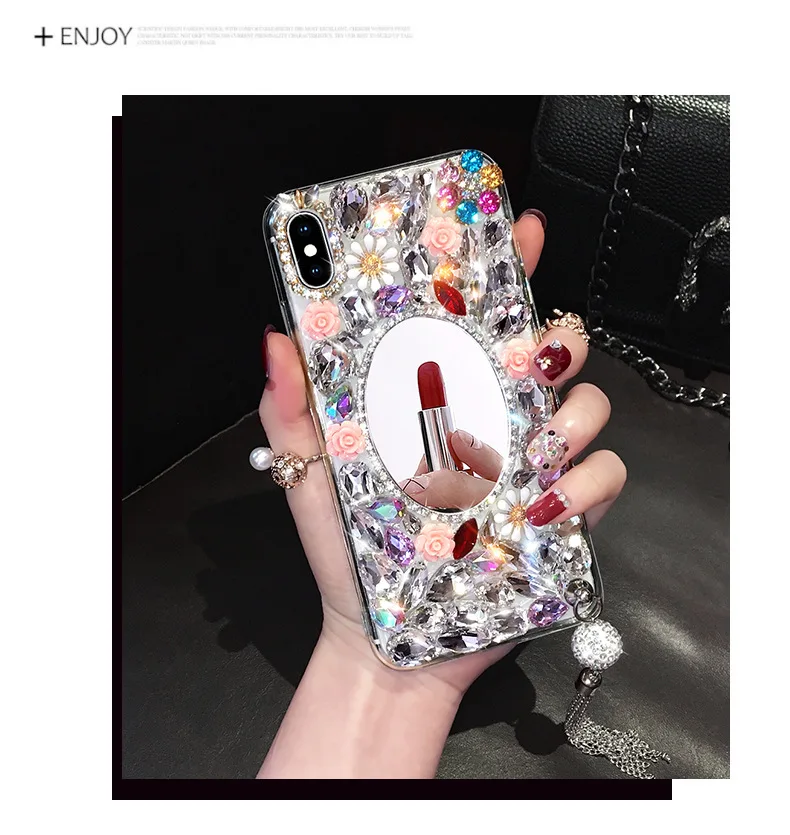 Luxury Rhinestone Mirror Case For iPhone 11 12 Pro max X XS MAX XR Bling Diamond Phone Cover For iPhone 6S 7 8 PLUS 
Luxury Rhinestone Mirror Case For iPhone 11 12 Pro max X XS MAX XR Bling Diamond Phone Cover For iPhone 6S 7 8 PLUS