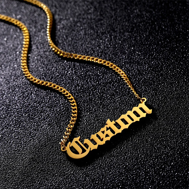 High Quality Women Jewelry Chain Pendant Necklace Nameplate Stainless Steel Gold Color Custom Name Plate Necklace
High Quality Women Jewelry Chain Pendant Necklace Nameplate Stainless Steel Gold Color Custom Name Plate Necklace