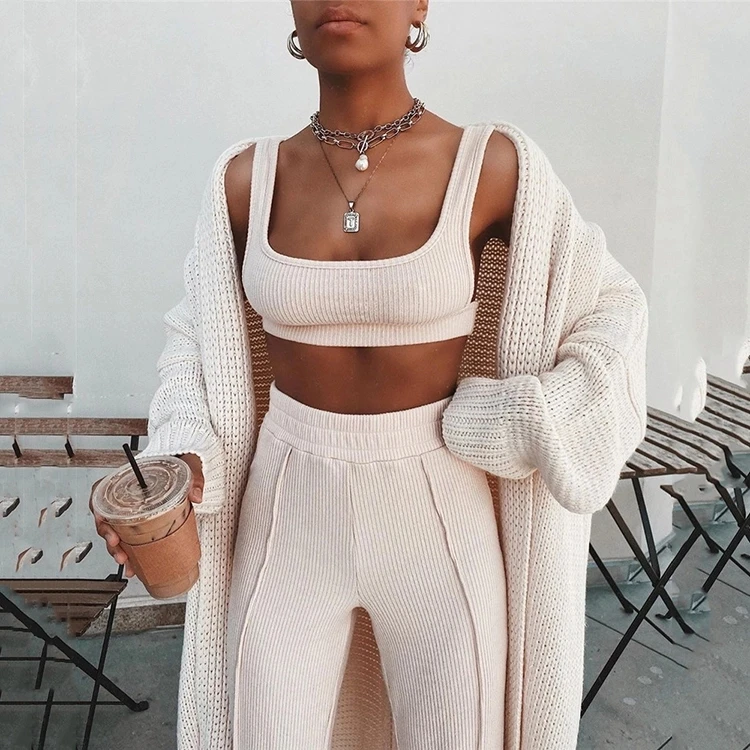 Spring Women Casual Outfit Tank Top Wholesale Joggers Two Piece Pants Set, Beige
Spring Women Casual Outfit Tank Top Wholesale Joggers Two Piece Pants Set, Beige