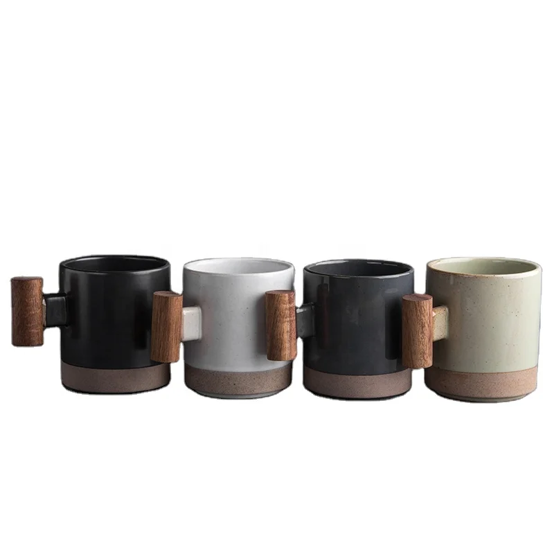 Factory cheap price korean style color white black green blue 350 ml ceramic mug cup with wood handle
Factory cheap price korean style color white black green blue 350 ml ceramic mug cup with wood handle