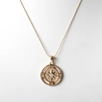 

V&R Jewelry Juveloj Gold Plated Star Coin Adventure Travel Compass Pendent Necklace Alloy Zircon Necklaces