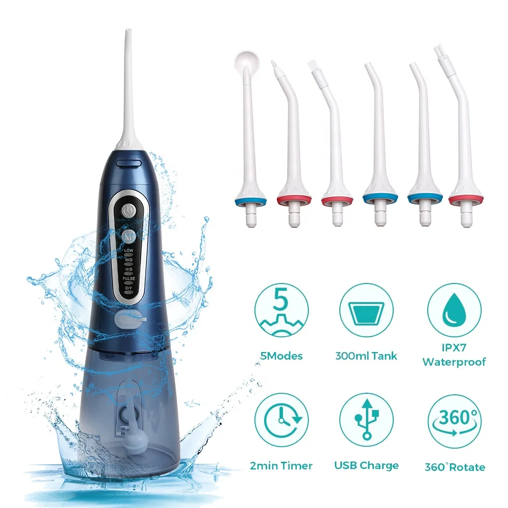 

Portable Dental flosser Oral Irrigator for Braces IPX7 waterproof cordless Electric Oral care teeth cleaner water flosser, White,black
