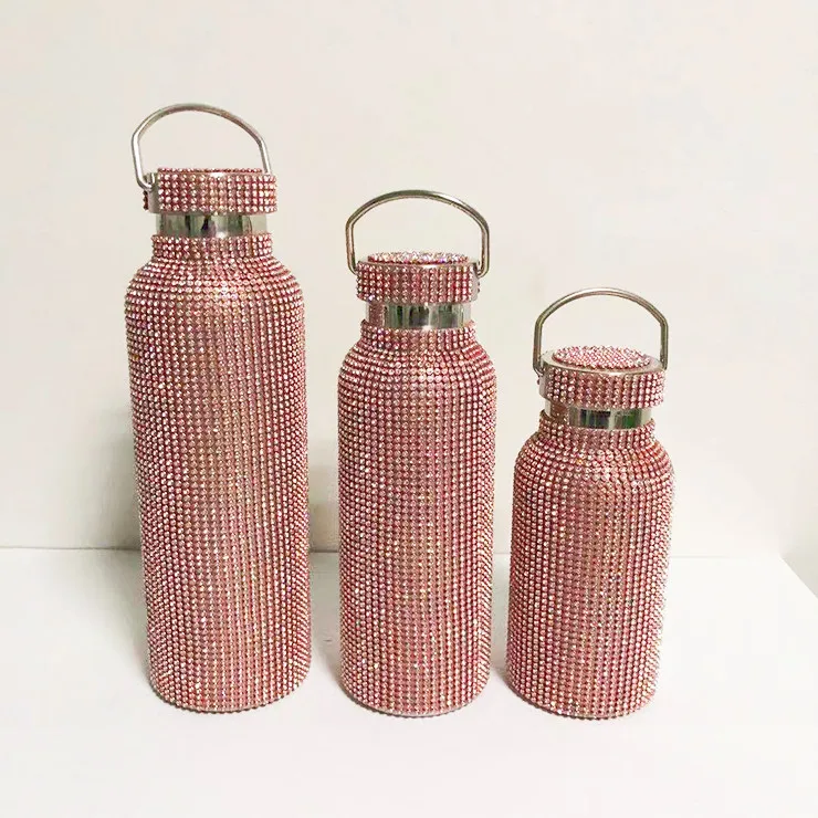 New luxury Rhinestone Stainless Steel Water Bottle Rose Gold Insulated Diamond Vacuum Steel Bottle with Handle
New luxury Rhinestone Stainless Steel Water Bottle Rose Gold Insulated Diamond Vacuum Steel Bottle with Handle