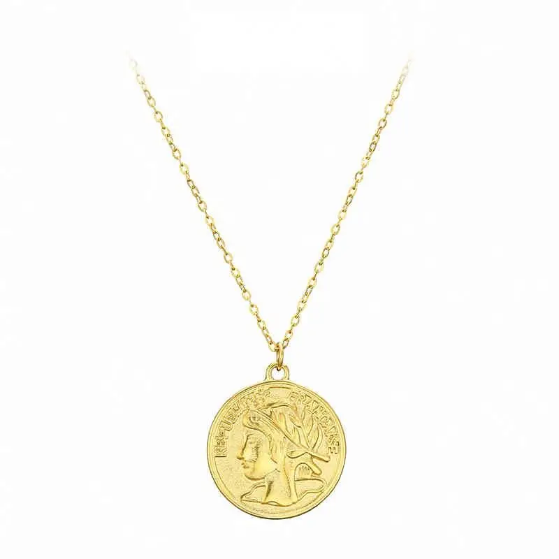 French Style Design Manufacturer Supply 18K Gold Plated Stainless Steel Coin Necklace
French Style Design Manufacturer Supply 18K Gold Plated Stainless Steel Coin Necklace