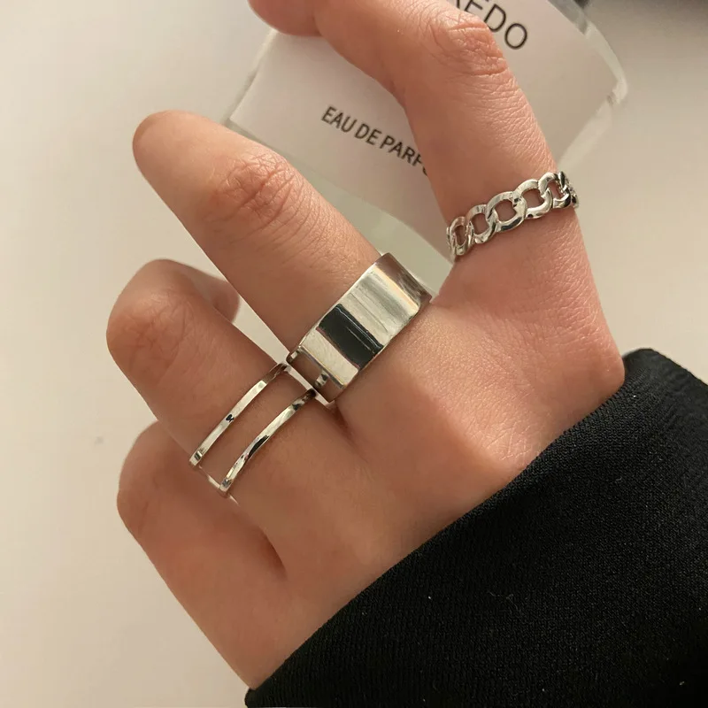 Minimalist Titanium Steel Stacking Rings Set Double Layers Silver Stainless Steel Link Chain Rings
Minimalist Titanium Steel Stacking Rings Set Double Layers Silver Stainless Steel Link Chain Rings