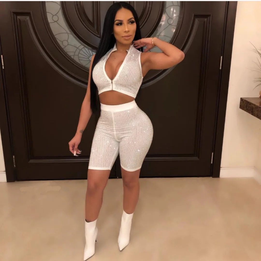 LB078 fashion young women clothing two piece slim soild sets sexy club hot drill sleeveless zipper top short trousers outfit, White,black
LB078 fashion young women clothing two piece slim soild sets sexy club hot drill sleeveless zipper top short trousers outfit, White,black