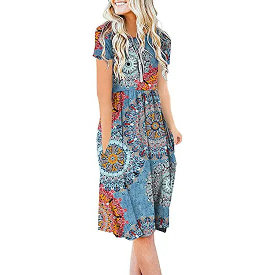 Wholesale Hot Sale Summer Holiday Women Loose Casual Half sleeve pockets Casual Dress
Wholesale Hot Sale Summer Holiday Women Loose Casual Half sleeve pockets Casual Dress