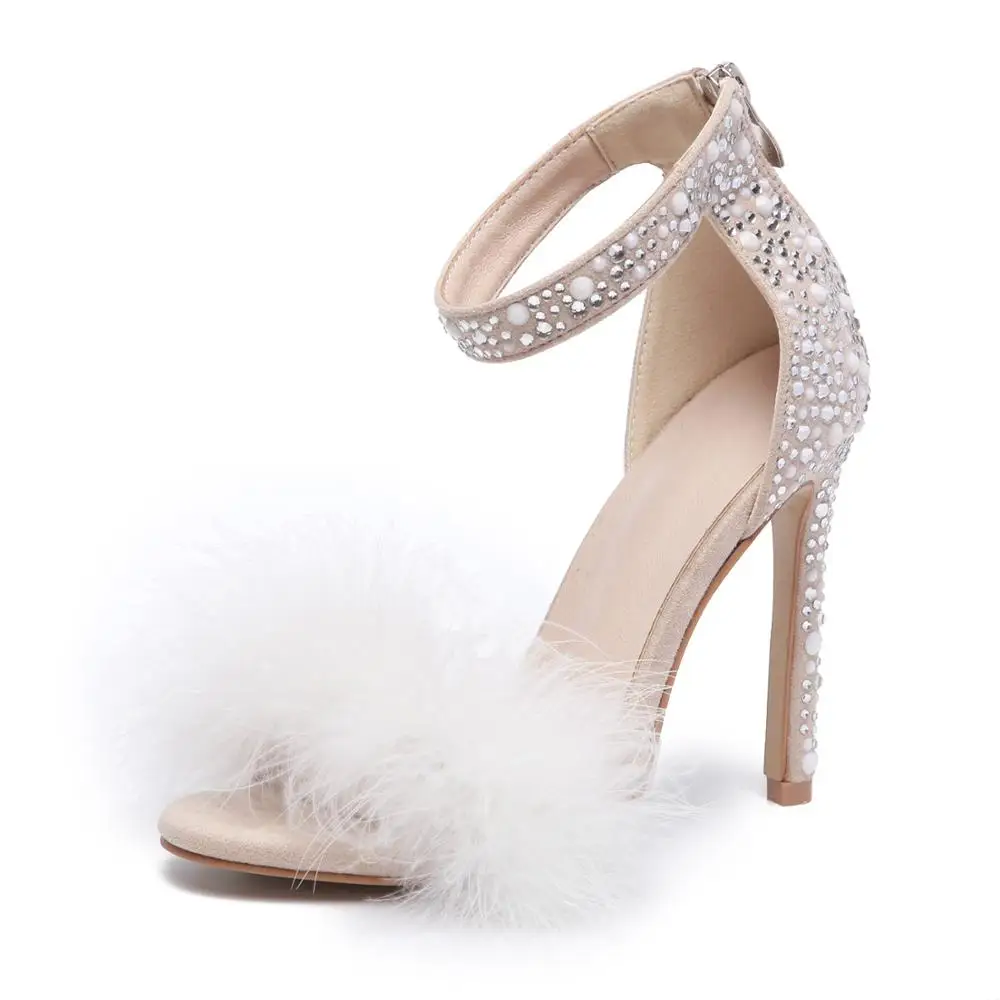 2020 New High Quality Luxury Brand Crystal Ankle Strap Feather Designer Ladies Wedding Shoes for Bride Women, Beige
2020 New High Quality Luxury Brand Crystal Ankle Strap Feather Designer Ladies Wedding Shoes for Bride Women, Beige