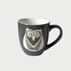 FDA Silk Ceramic Milk Mug Silk Screen Printing and Glazed Ceramic Milk Mug with Owl Design
