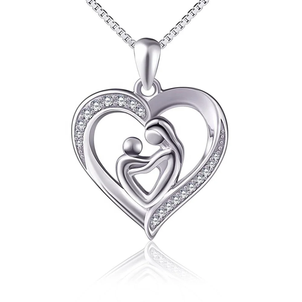 925 Sterling Silver Fashion Jewelry Necklace Embraces Mother Heart Shaped Pendant Mother's Gift Exquisite Necklace
925 Sterling Silver Fashion Jewelry Necklace Embraces Mother Heart Shaped Pendant Mother's Gift Exquisite Necklace