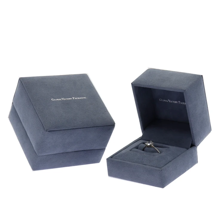 custom logo luxury pu leather gift jewelry velvet ring box