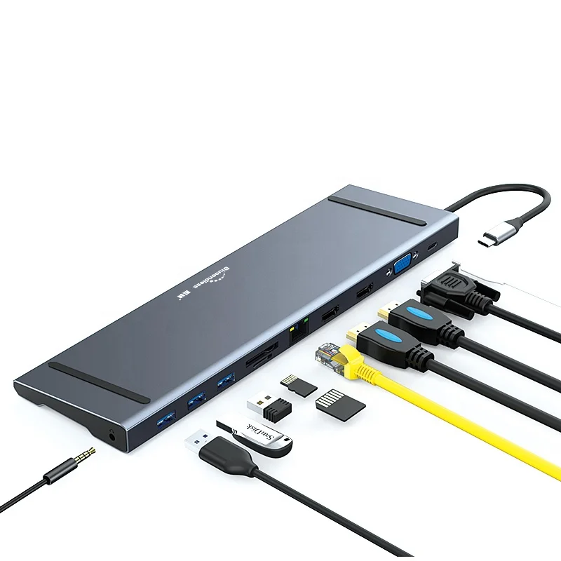 11 In 1 Usbc Hub Docking Station With Dual Hdtv Vga Lan Port High Speed 11 In 1 Usb-C Hub For Laptop, Space gray
11 In 1 Usbc Hub Docking Station With Dual Hdtv Vga Lan Port High Speed 11 In 1 Usb-C Hub For Laptop, Space gray