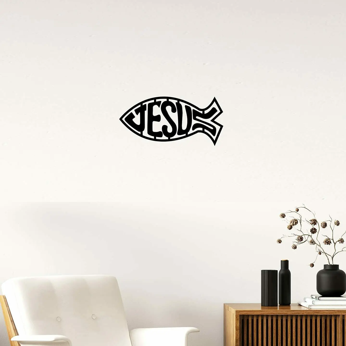 Jesus Fish Metal Wall Decor |Jesus Ichthys Fish Wall Sign|Christianity Wall Sign TY2690, Black
Jesus Fish Metal Wall Decor |Jesus Ichthys Fish Wall Sign|Christianity Wall Sign TY2690, Black