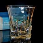 Eelectroplate champagne color unique square crystal whikey tumbler glass