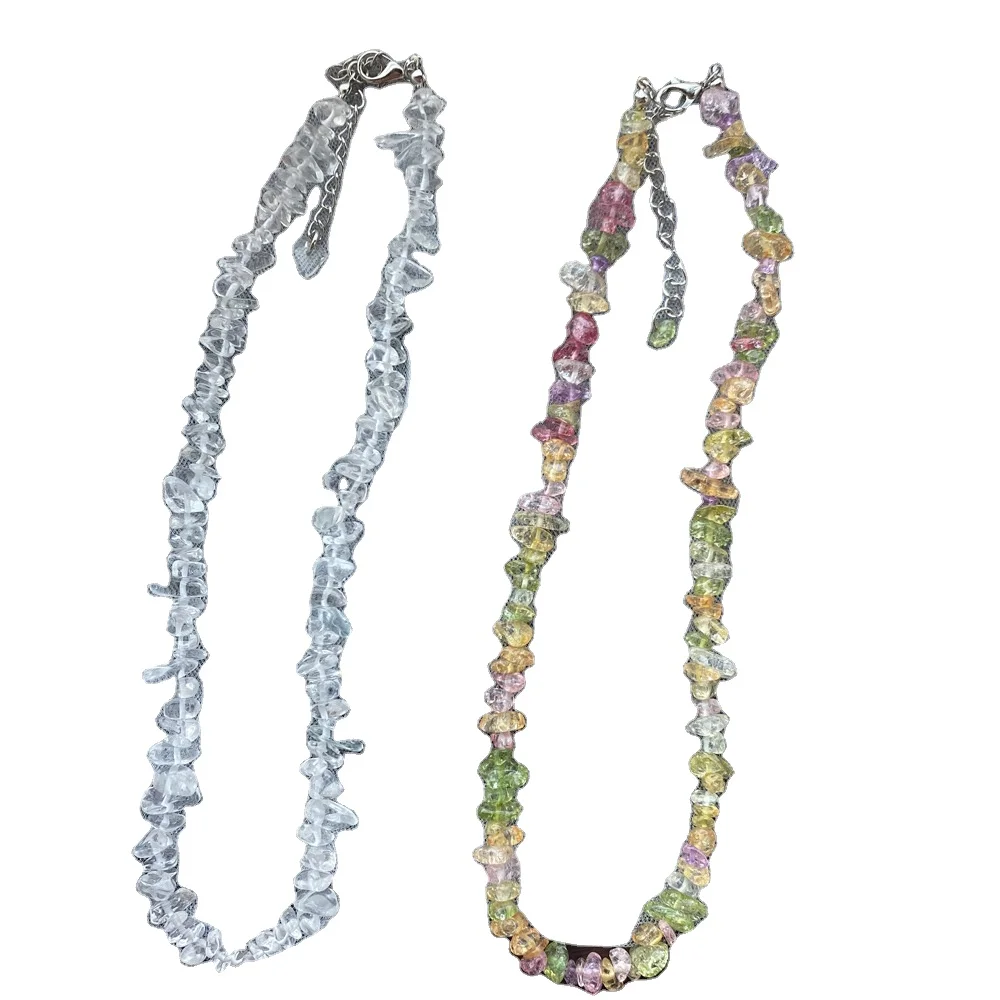 Handmade Rainbow Crystal Necklace Pendant Irregular Crystal Chips Stone Beads Necklace Beaded Jewelry Handmade Choker Women, Colorful
Handmade Rainbow Crystal Necklace Pendant Irregular Crystal Chips Stone Beads Necklace Beaded Jewelry Handmade Choker Women, Colorful