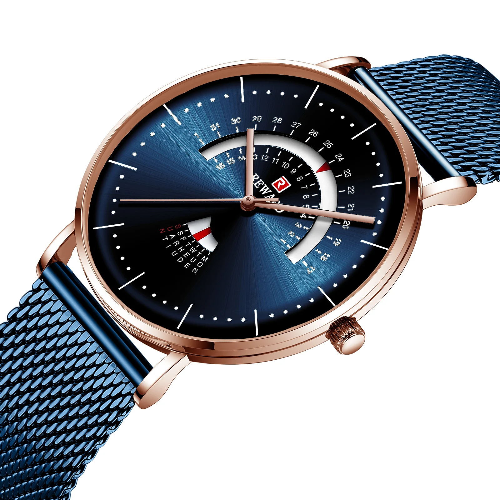 REWARD Top Brand Luxury Mens Slim Watch Mesh band Waterproof Men's Watch Calendar Watch Blue
REWARD Top Brand Luxury Mens Slim Watch Mesh band Waterproof Men's Watch Calendar Watch Blue