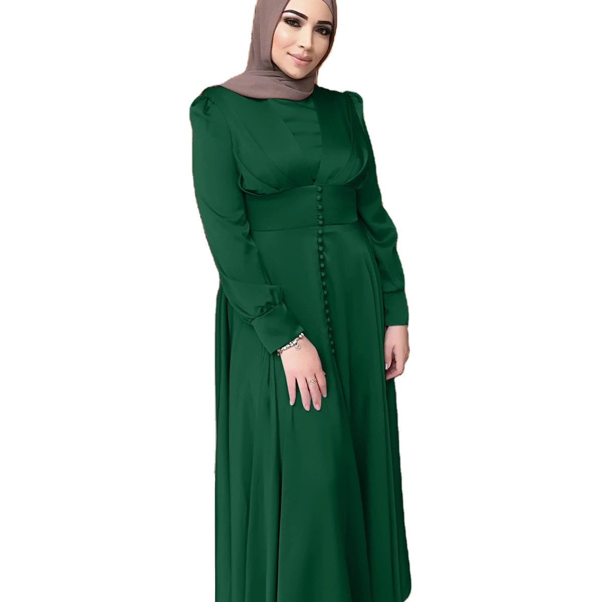 Turkey soft waisted beaded dress, 2021 spring European and American Dubai elegant satin dress, 5 colors
Turkey soft waisted beaded dress, 2021 spring European and American Dubai elegant satin dress, 5 colors