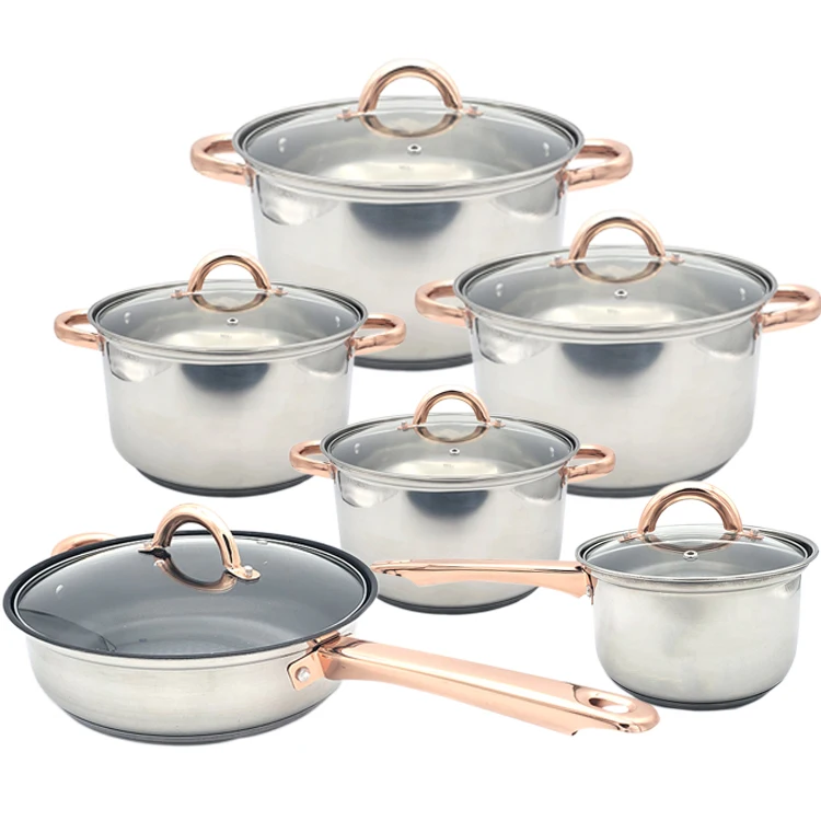 Hot-selling stainless steel rose gold 12pcs pot set cooking set pot cookware set, Silver
Hot-selling stainless steel rose gold 12pcs pot set cooking set pot cookware set, Silver