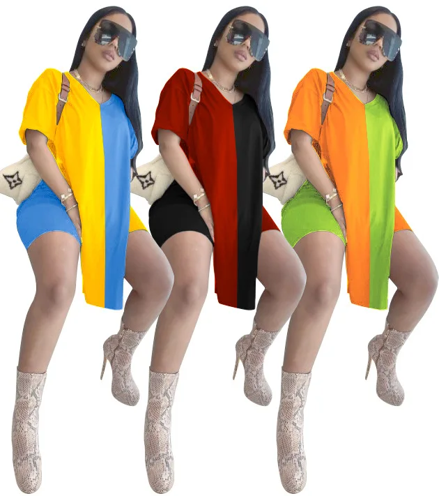 summer 2021 women clothing shorts outfit fashion casual Split stitching color O neck top two piece short set
summer 2021 women clothing shorts outfit fashion casual Split stitching color O neck top two piece short set