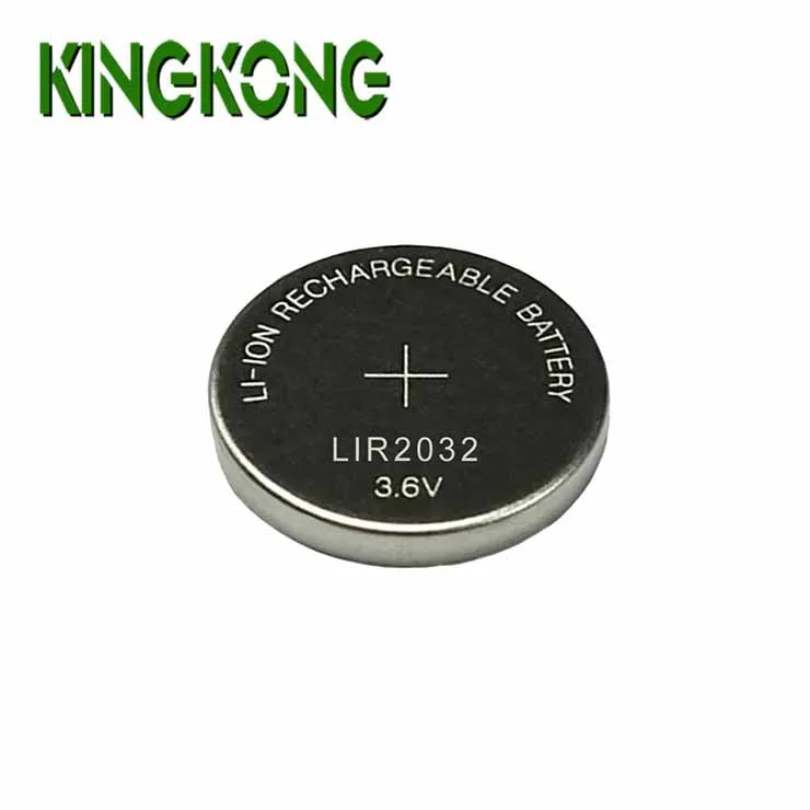 kingkong 品牌 lir2032 3.6v 45mah 锂离子可充电纽扣