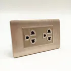 Duplex Switch 2 Gang 2 Way Switch Thailand Type 16A Wall Electrical Double 3 Pin Power Socket Duplex Switch