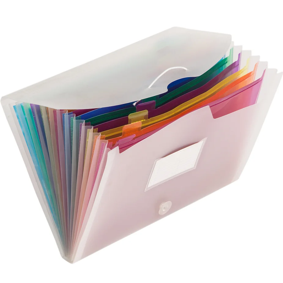 A4 13 Pocket PP Plastic Clear Expanding File For School