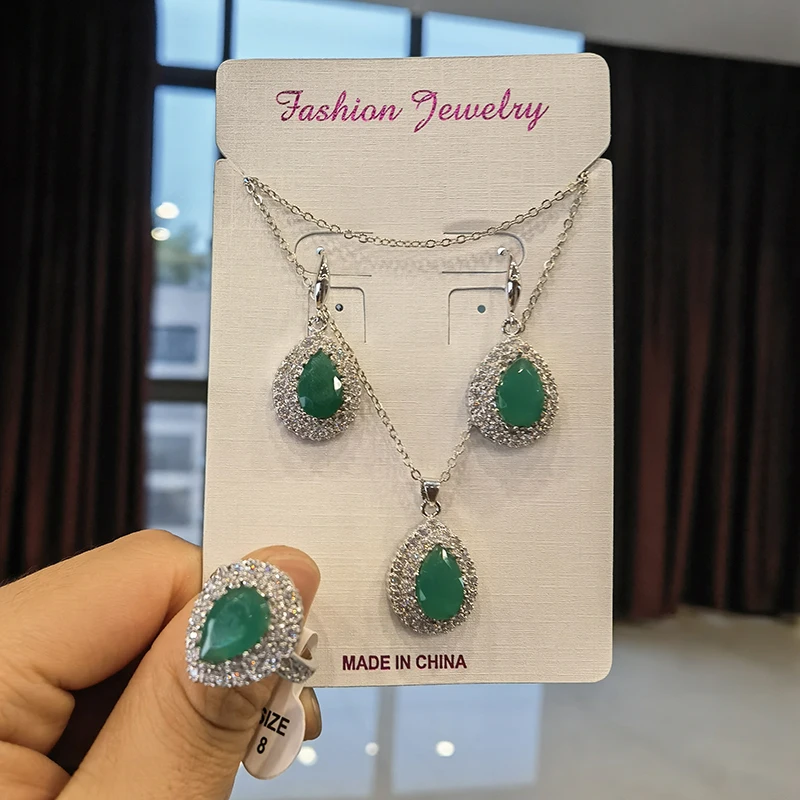 CAOSHI Elegant Classic Woman 925 silver Plated Factory Promotional Necklace+Earring+Rings Bridal jewelry Sets Wedding
CAOSHI Elegant Classic Woman 925 silver Plated Factory Promotional Necklace+Earring+Rings Bridal jewelry Sets Wedding