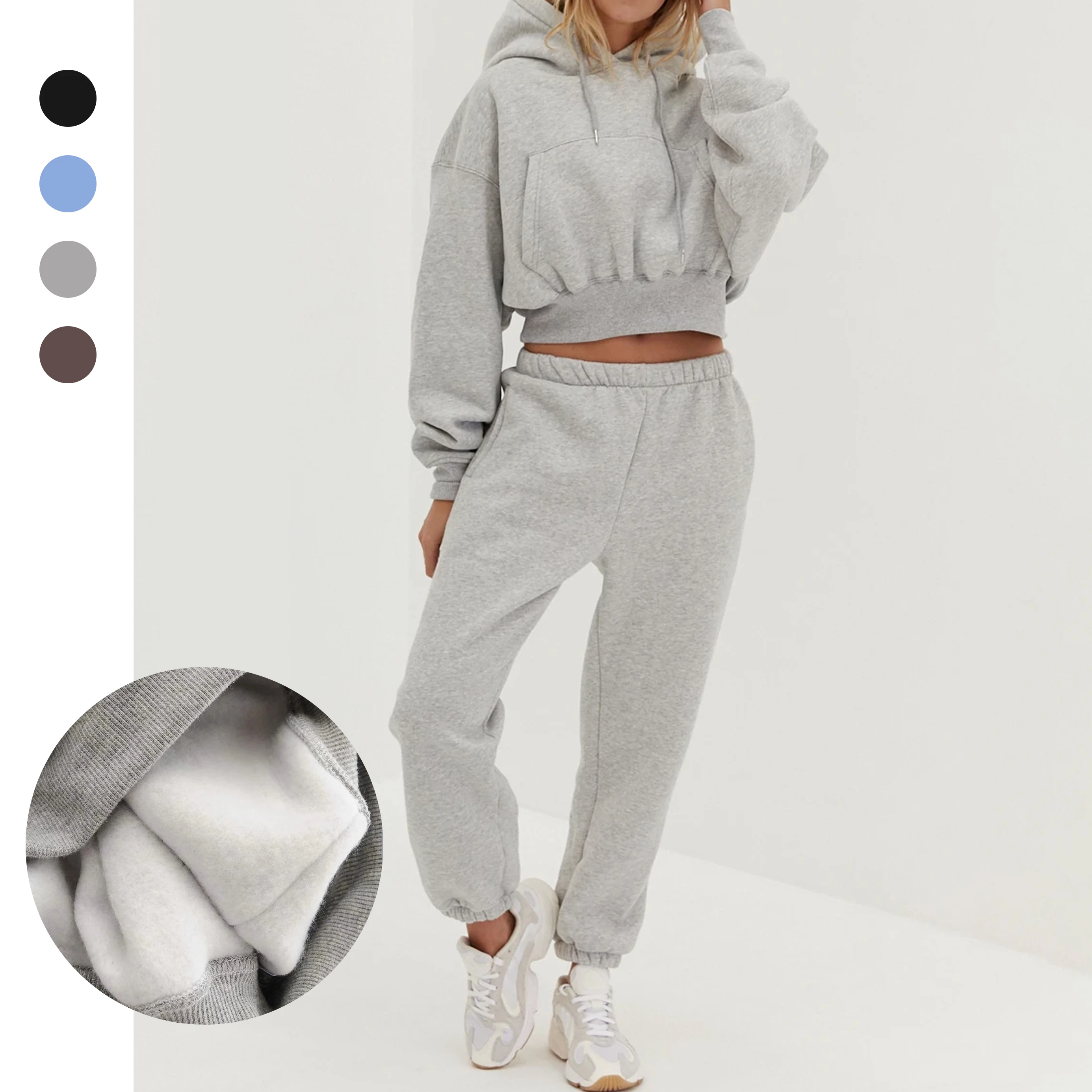 2021 High Quality Cotton Fabric Woman crop Hoodie Set Women 2 Piece Hoodie and jogger Set
2021 High Quality Cotton Fabric Woman crop Hoodie Set Women 2 Piece Hoodie and jogger Set
