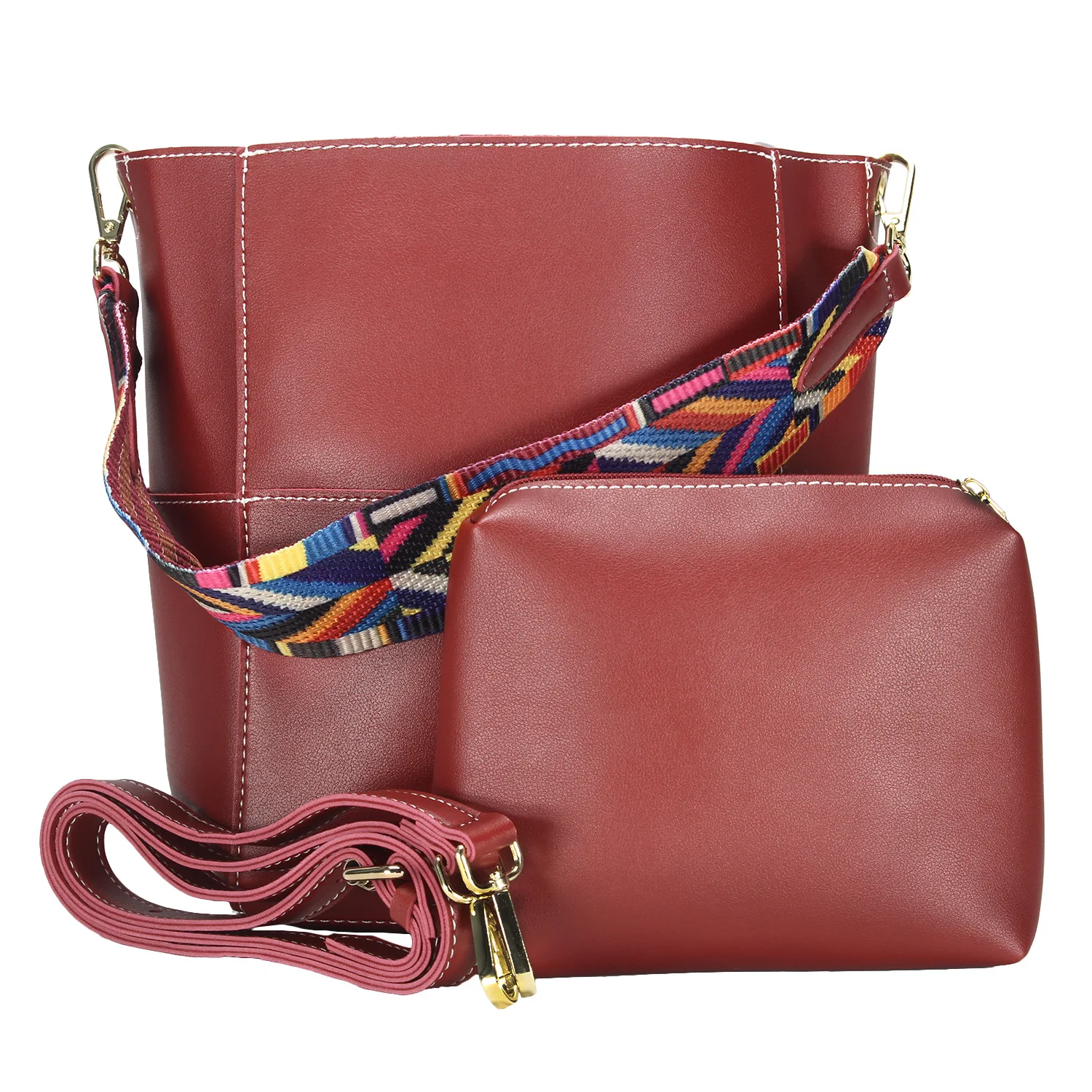 Women Large Capacity Vintage Retro Pu 2 in 1 Bucket Bag Tote Purse And Handbags Traveling Crossbody Bag With Color Ribbon, Red,deep blue,black,brownness
Women Large Capacity Vintage Retro Pu 2 in 1 Bucket Bag Tote Purse And Handbags Traveling Crossbody Bag With Color Ribbon, Red,deep blue,black,brownness