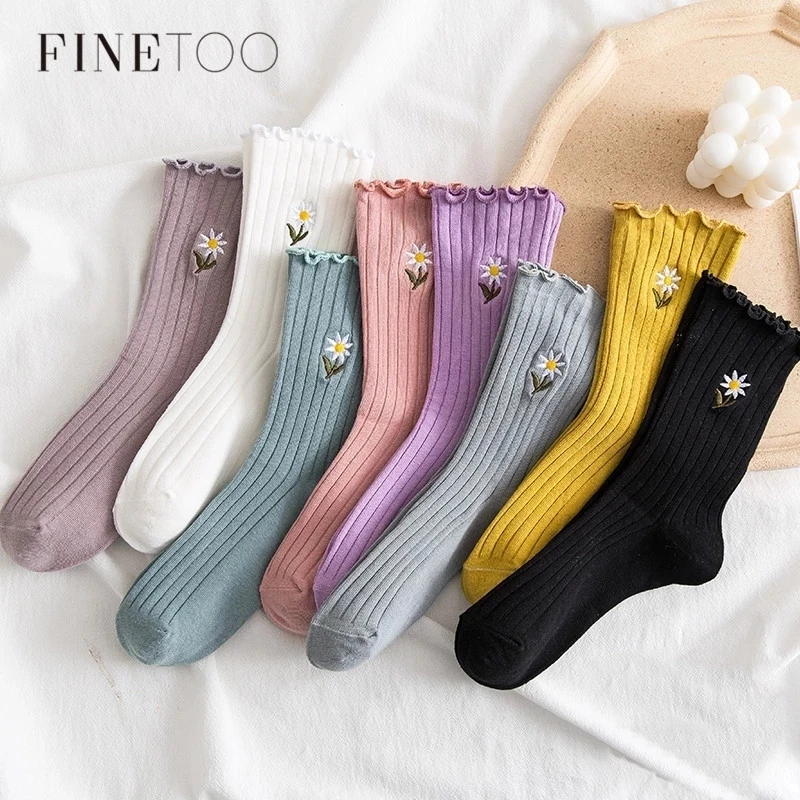 FINETOO Cute Women's INS Style Cotton Sock Flower Embroidery Socks Stripes Pile Sock have 8 Colors
FINETOO Cute Women's INS Style Cotton Sock Flower Embroidery Socks Stripes Pile Sock have 8 Colors