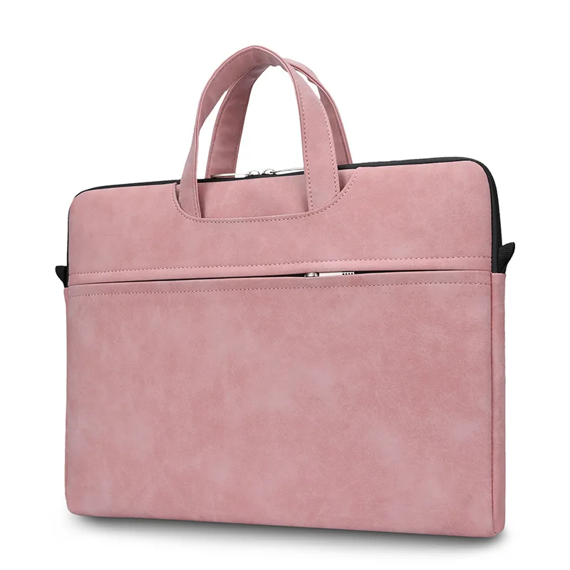 pink leather laptop bag