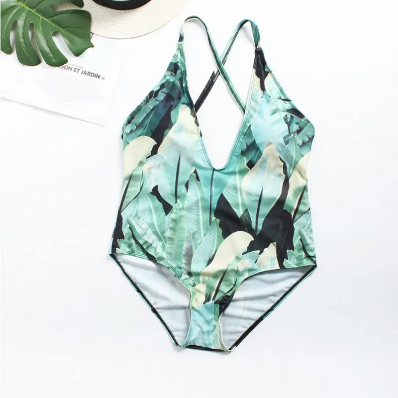 New Plus Size Swimwear Of 2020 Green Leaf Printing High Waist Small Fresh Style Backless Unique Piece Swimsuit, As picture
New Plus Size Swimwear Of 2020 Green Leaf Printing High Waist Small Fresh Style Backless Unique Piece Swimsuit, As picture