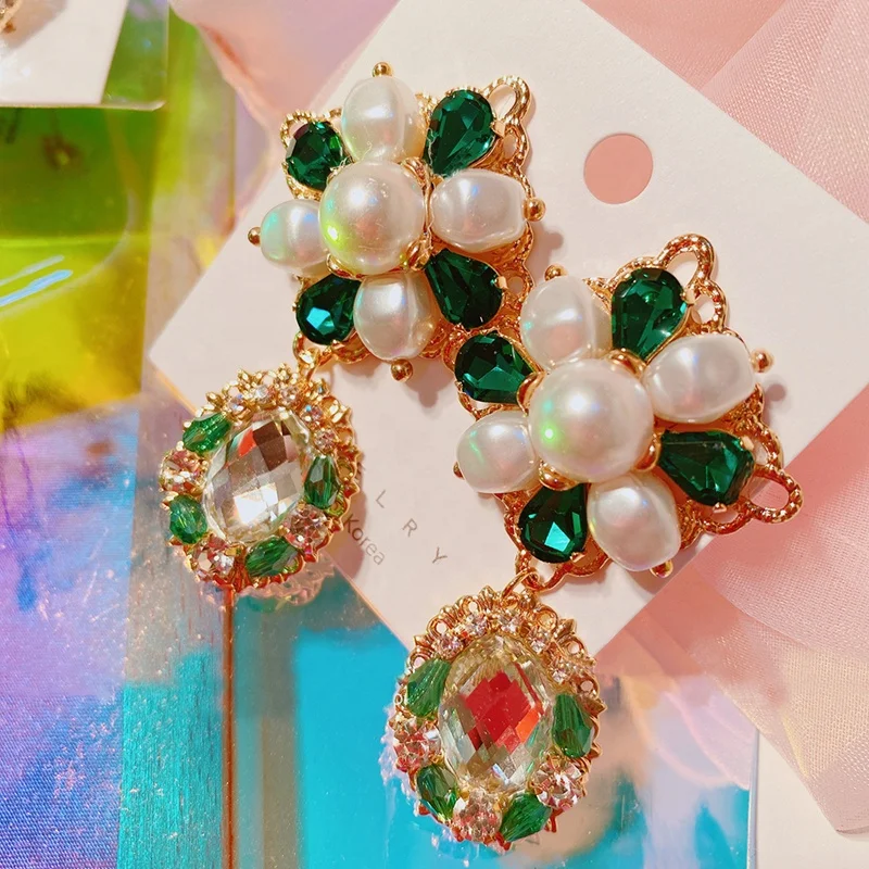 Korean Vintage Fashion Green Crystal Flower Drop Earrings For Women Girls Elegant Pearl Oorbellen Party Jewelry
Korean Vintage Fashion Green Crystal Flower Drop Earrings For Women Girls Elegant Pearl Oorbellen Party Jewelry